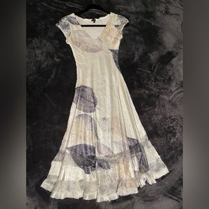 Komarov dress size S - LIKE NEW - white with silver leaves - graduation, wedding